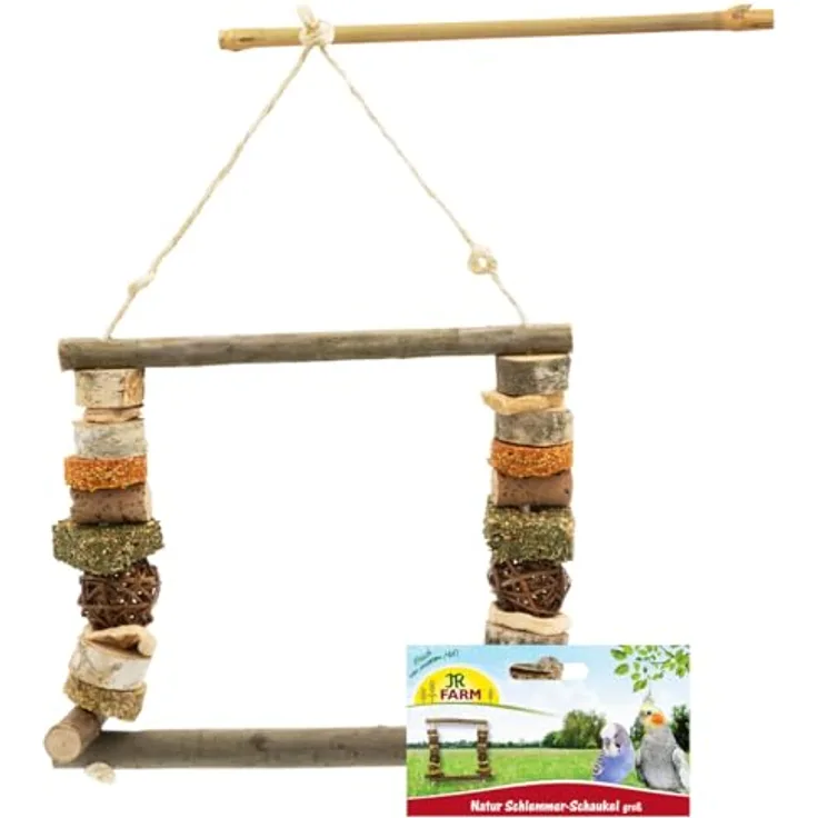 JR FARM Birds Natur Schlemmer-Schaukel groß, 100 % Naturmaterialien für abwechslungsreichen Pick- und Schaukelspaß, 450 g