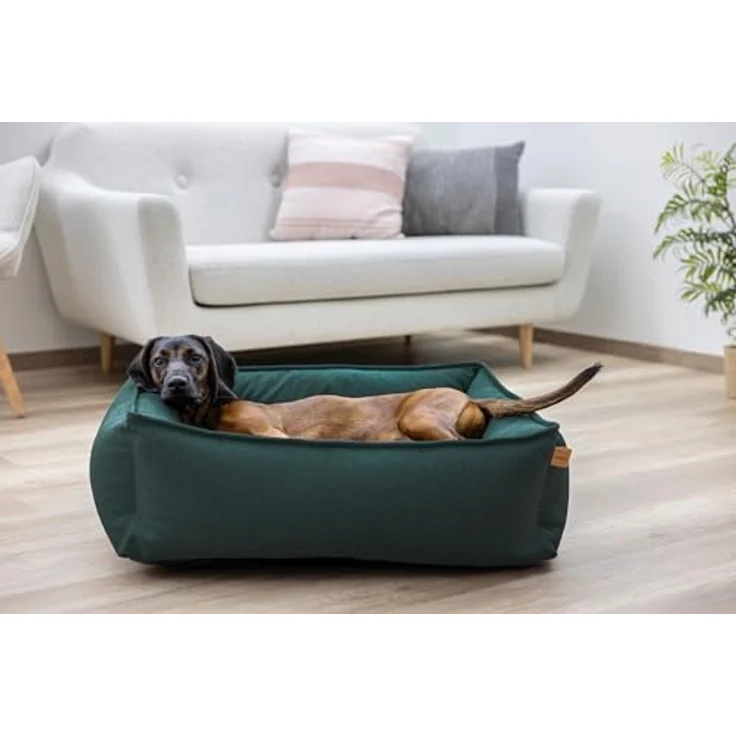 Kerbl Pet Kuschelbett Oliver, Hundebett aus robustem Polstermöbelstoff, grün, L 70 x B 60 cm, waschbarer Bezug, rutschhemmende Unterseite – Bild 7