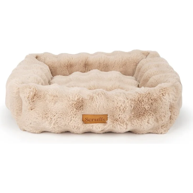 Scruffs Alpine Hundebett, Luxus Hundebett mit Kaninchenfellimitat, Champagne, 75x60 cm