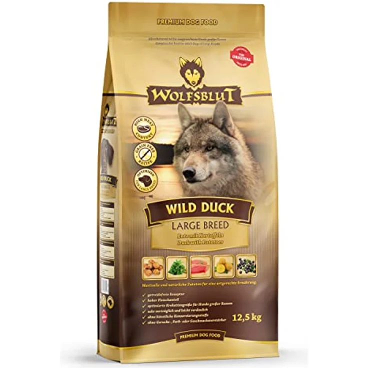 Wolfsblut Wild Duck Large Breed, 12,5 kg Trockenfutter für Hunde mit Ente, getreidefrei, ohne Gluten und chemische Zusätze, enthält Gelenkschutz PLUS – Bild 2