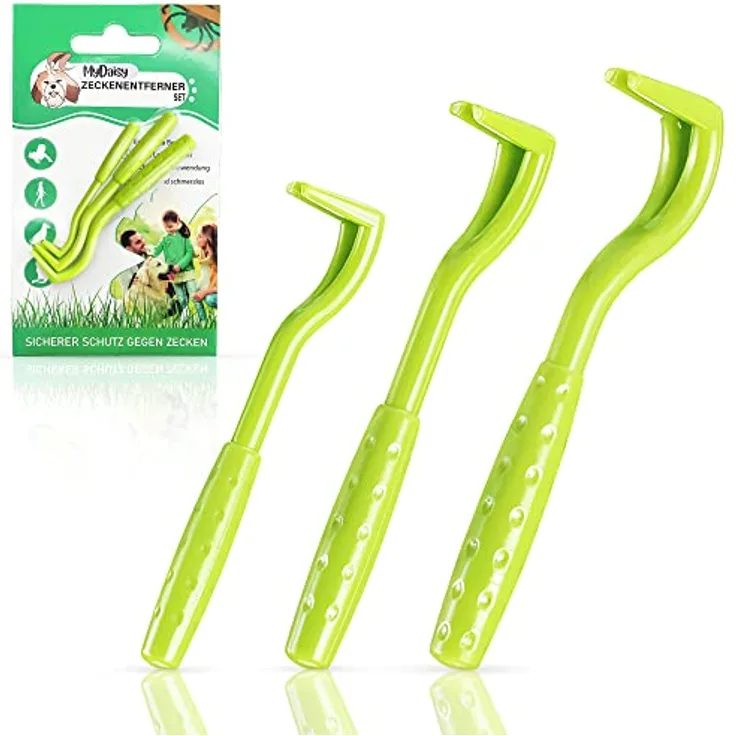 MYDAISY 3er-Set Zeckenzange für Hunde, Zeckenhaken für Mensch und Katze, ergonomisch und hautschonend, für alle Zeckengrößen
