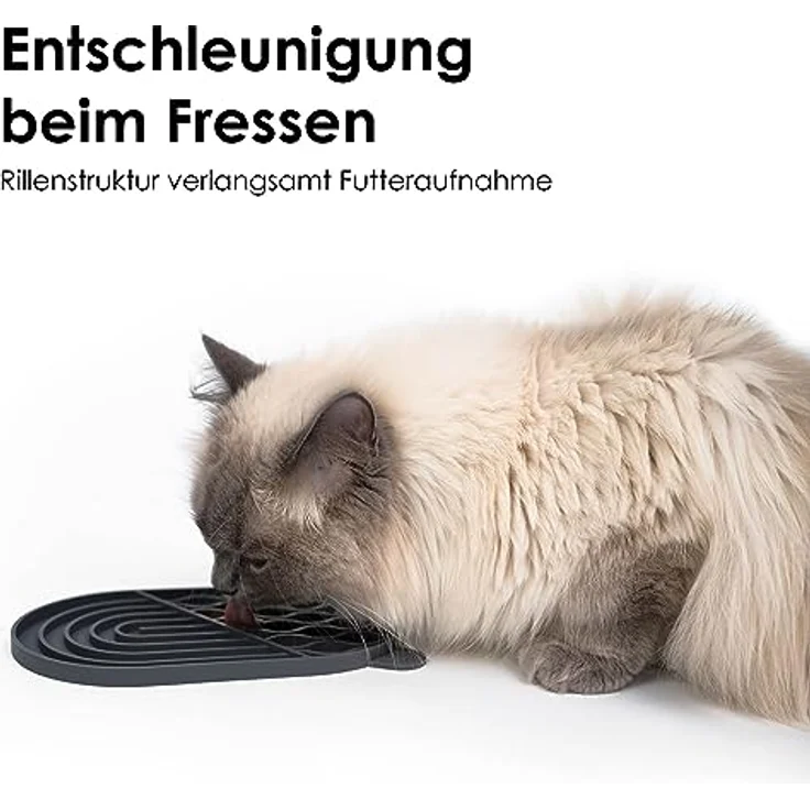 LucyBalu® ZENPAD Schleckmatte für Katzen | Rutschfeste Katzen-Leckmatte aus lebensmittelechtem Silikon | Slow Feeder für Nassfutter, Anthrazit – Bild 3