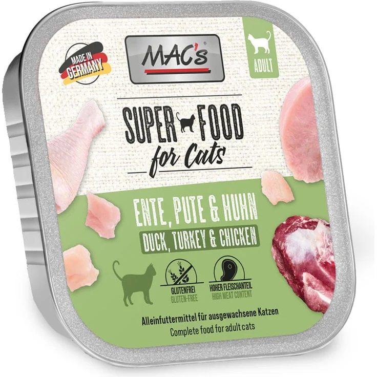 MAC's Cat Geflügel-Menü, Nassfutter für Katzen mit Ente, Pute und Huhn, 16x100g – Bild 1