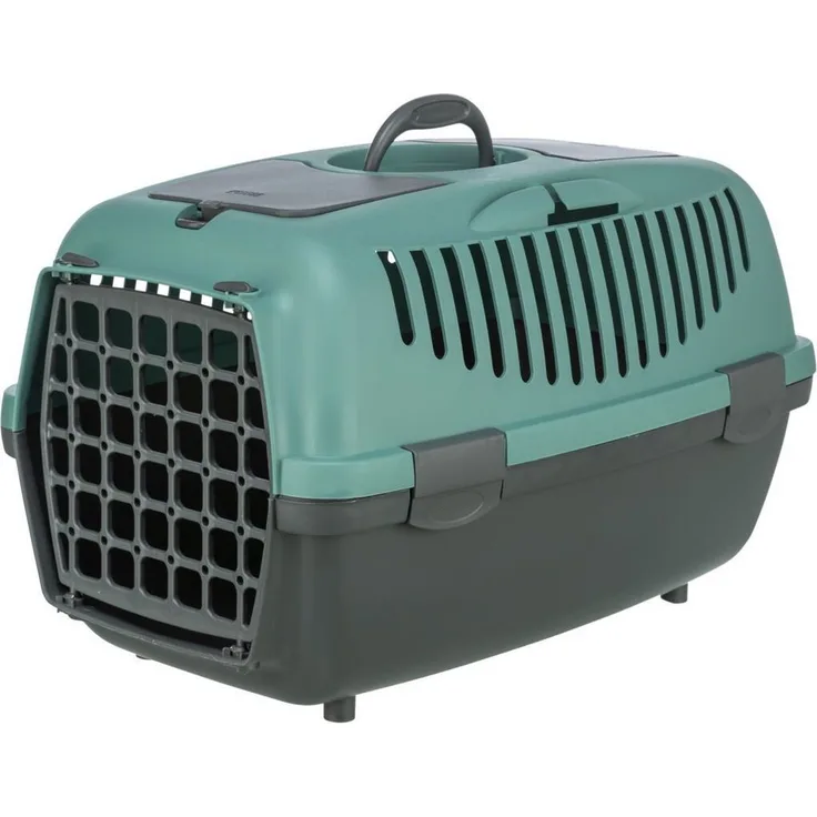 TRIXIE Tiertransportbox Capri 1 & 2, Kunststoff, dunkelgrau/petrol, 37 × 34 × 55 cm