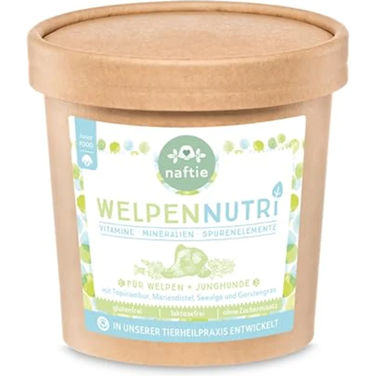 naftie WelpenNutri Nährstoffe Vitamin & Mineralien Mix für Welpen und Junior-Hunde, 250g, geschmacksneutral, vegan, unterstützt Wachstum & Immunsystem – Bild 1