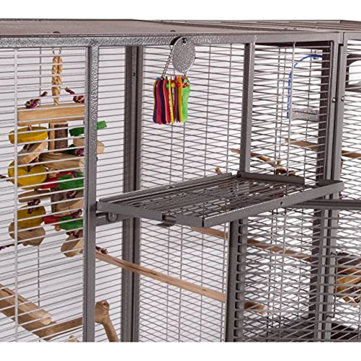 Montana Cages New Madeira Double, Premium Vogelkäfig für Finken und Sittiche, Antik Edition, 6 Lenkrollen, 4 Edelstahlnäpfe, AVILON Pulverbeschichtet, 165 x 56 x 158 cm – Bild 4