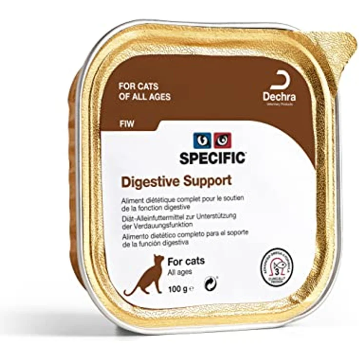 SPECIFIC® Digestive Support (FIW) 7x100g, Nassfutter für Katzen zur Verbesserung der Darmflora, hoher Vitamin- und Mineralstoffgehalt, mit Postbiotika, für alle Altersklassen, DECHRA Veterinary Products – Bild 1