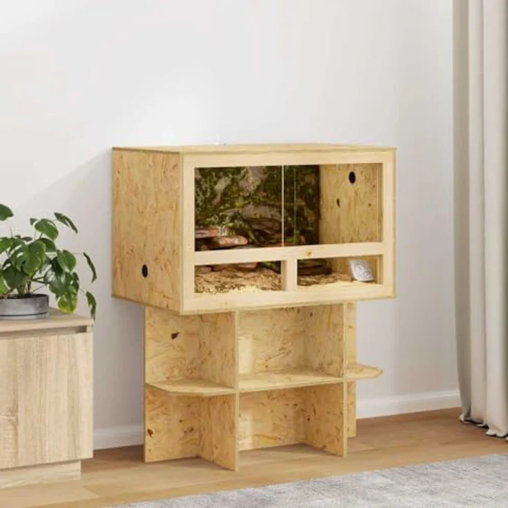 vidaXL Terrarium Braun 80 x 50 x 50 cm, OSB, Robuste Bauweise, Ideal für Reptilien und Nagetiere, Langlebig und Rustikal – Bild 2