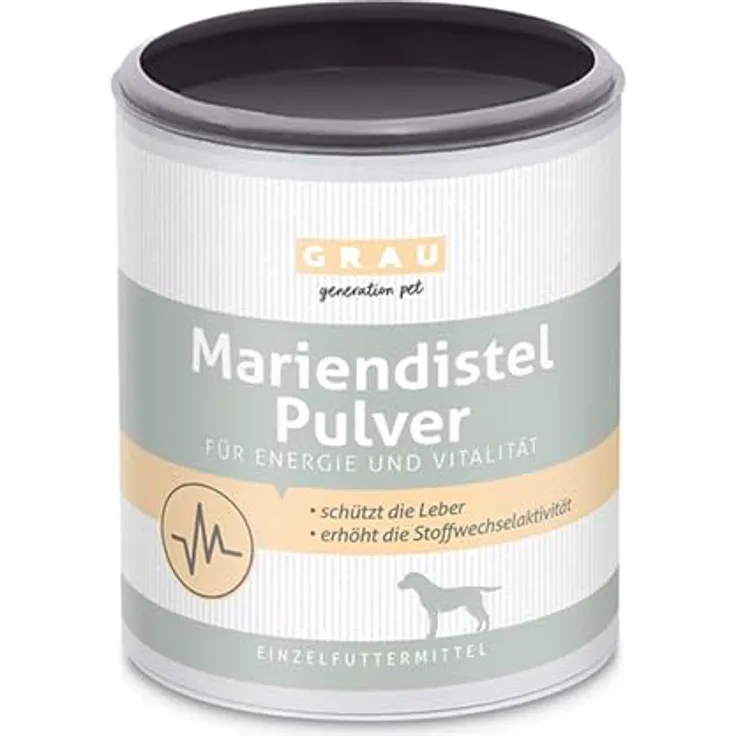 GRAU Mariendistel Pulver – 100% rein, 225 g, Leberunterstützung und Zellerneuerung, Ergänzungsfuttermittel für Hunde
