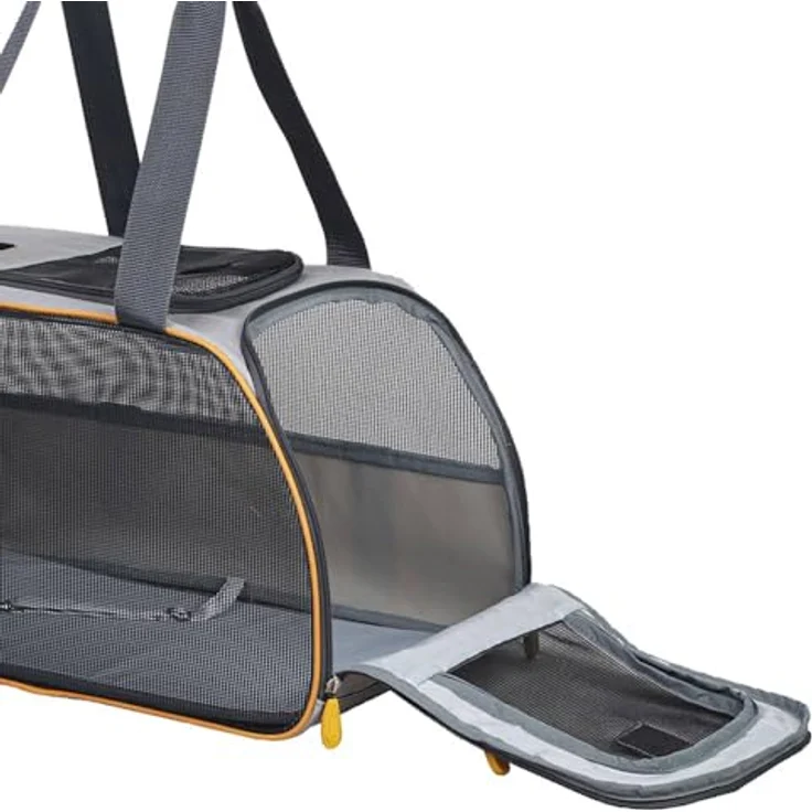 Nobby Tiertransporttasche Tasche Walney für Katzen, strapazierfähige Mikrofaser, gute Durchlüftung, 2 Utensilienfächer, 48 x 30 x 27 cm, blau – Bild 5