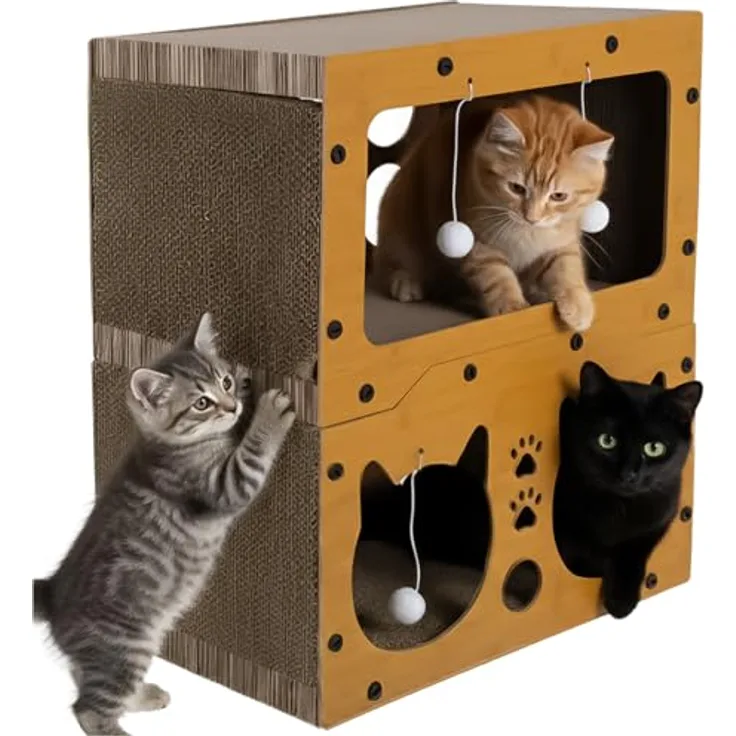 Purlov Kratzbaum, stabiler Kratzbaum für Katzen, einteilige Konstruktion