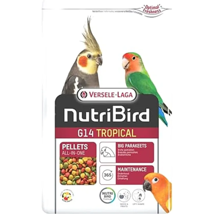 Versele-Laga NutriBird G14 Tropical | 1 kg Erhaltungsfutter für Großsittiche | Unterstützung von Wohlbefinden & Verdauung | Extrudierte Pellets | Tierärztlich empfohlen