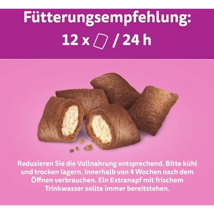 WHISKAS Knuspertaschen Katzensnacks mit Rind, 6 x 60g – Angereichert mit Vitaminen und Mineralstoffen, weniger als 2 kcal pro Leckerli – Bild 4