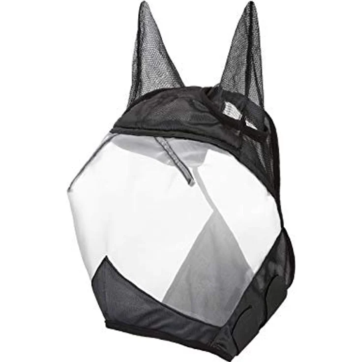 Harrison Howard CareMaster Ergonomische Pferde Fliegenmaske mit dicker Fleece-Polsterung und UV-Schutz, Schwarz/Silber, Warmblut (L) – Bild 2
