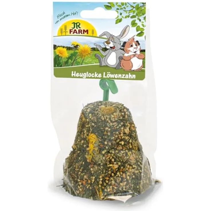 JR Farm Heuglocke Löwenzahn, 5 Stück Heu-Cubes zum Aufhängen für Kleintiere