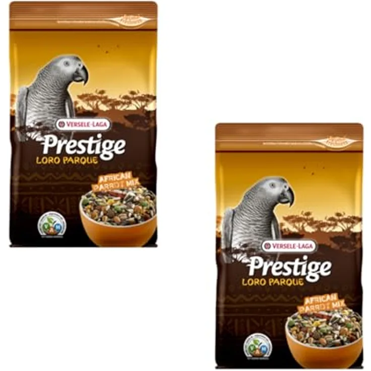 Versele-Laga Prestige Loro-Parque African Parrot Mix Doppelpack, 2 x 1 kg Samenmischung für Afrikanische Papageien mit extrudierten VAM Körnchen, Vitamine & Mineralstoffe