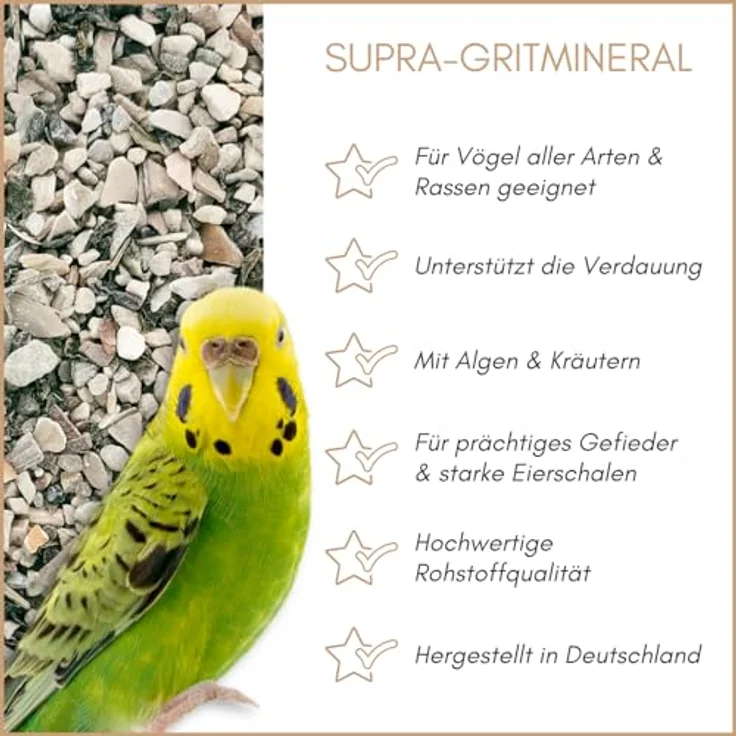 Supravit Supra-Gritmineral 650g – Premium Vogelgrit & Mineralfutter für Vögel, unterstützt Verdauung, Eierschalenbildung & Gefiederpflege – Bild 2