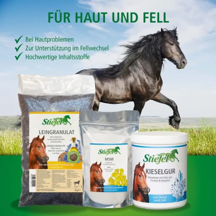 Stiefel Leingranulat, 100% natürlicher fütterungsfertiger Leinkuchen zur Verdauungsunterstützung & Fellwechsel, Kaltpressung, 5kg – Bild 3