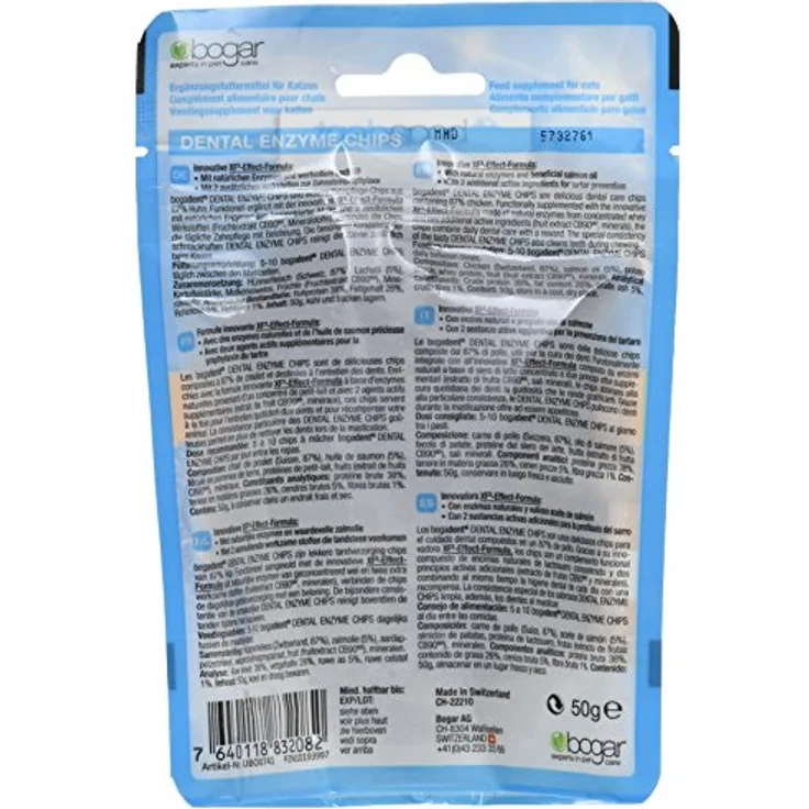 bogadent DENTAL ENZYME CHIPS CHICKEN, Zahnpflege Kauchips für Katzen, 50g – Bild 2