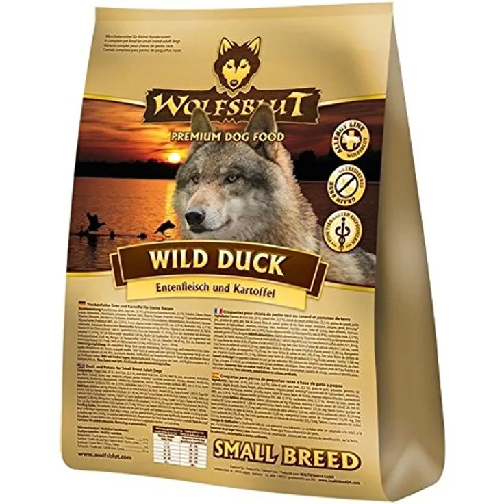 Wolfsblut Wild Duck Small Breed, Trockenfutter für Hunde mit Entenfleisch, 2 kg, getreidefrei und allergikergeeignet