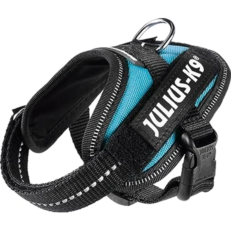 JULIUS K-9 IDC Powergeschirr, Größe 3XS für Hunde bis 3 kg, Aquamarine, mit reflektierenden Elementen und Klettaufschriften – Bild 1