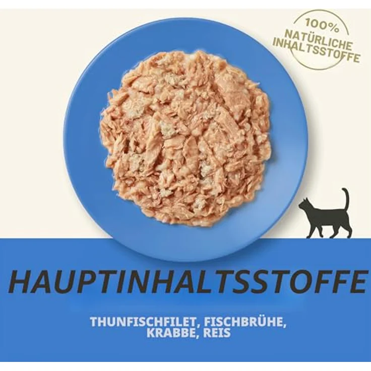 Applaws 100% Natürliches Nassfutter für erwachsene Katzen, Thunfischfilet mit Krabben in Brühe, 156 g Dose (24er Pack) – Bild 3