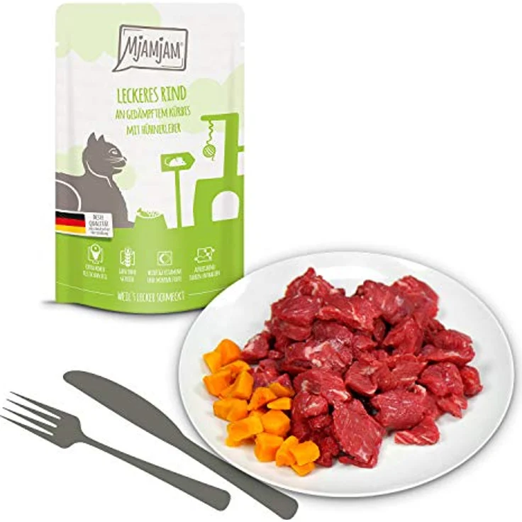 MjAMjAM Nassfutter Katze Adult, Quetschie Mixpaket 3, 12x125 g mit 6 variantenreichen Sorten, ohne Getreide und künstliche Zusätze – Bild 4