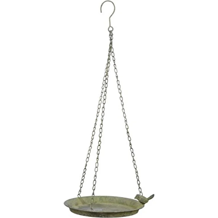 Esschert Design am Grün Hängetränke 1 Vogel aus veraltetem Metall, 24,3 x 24,3 x 5,3 cm – Bild 2