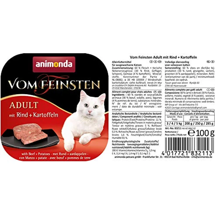 animonda vom Feinsten Rind und Kartoffeln, Katzen-Nassfutter in Pastetenform, 6x100g für ausgewachsene Katzen – Bild 4