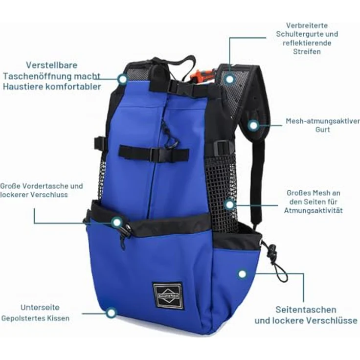 Galatée Hundetragerucksack XL, Tragbarer und Verstellbarer Hunderucksack, Belüfteter Haustierrucksack für Wandern und Reisen, Rot – Bild 3