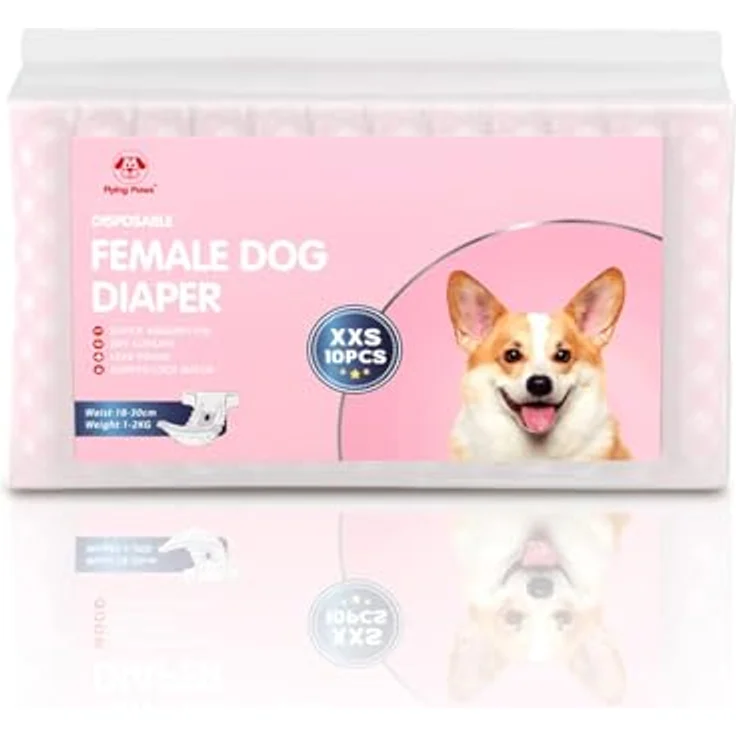 Flying Paws Einwegwindeln für Hunde und Katzen, hochsaugfähige verstellbare Windeln für weibliche Hunde, 10 Stück (XXS) – Bild 2