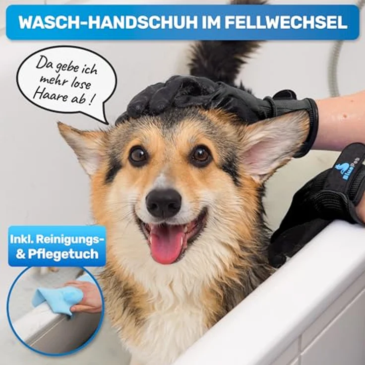 BluePet Fellpflegehandschuh für Hund, Katze & Pferd - sanfter Entferner von Tierhaaren, für Lang- und Kurzhaar, ohne toxische Weichmacher – Bild 5