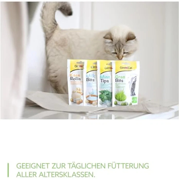 GimCat Gras Bits, Getreidefreier und vitaminreicher Katzensnack mit echtem Gras, 1 Beutel (425 g) – Bild 5