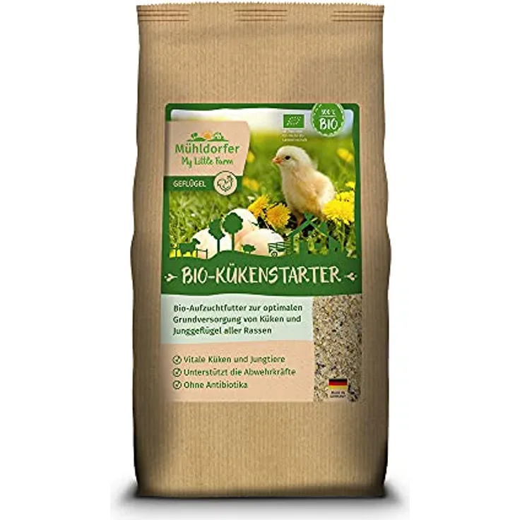 Mühldorfer My Little Farm Bio-Kükenstarter, 2 kg, Aufzuchtfutter für Küken und Junggeflügel, ohne Antibiotika, optimale Grundversorgung