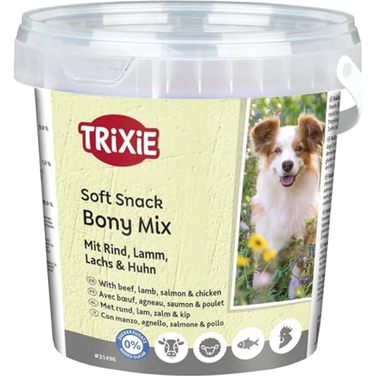 TRIXIE zuckerfreie Lerkerli Box "Soft Snack Bony Mix", Vorteilspack mit Rind, Lamm, Huhn und Wild, 1.800 g – Bild 1