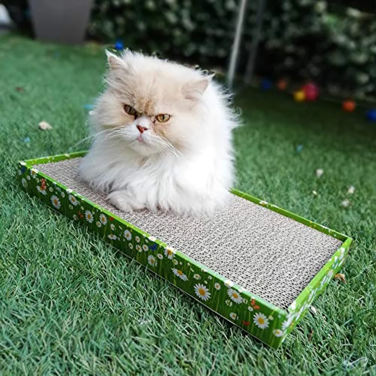 OEM Kartonner Krabpaal mit Katzenkraut, 48x25x5cm, Braun, funktionales Design mit Catnip – Bild 5