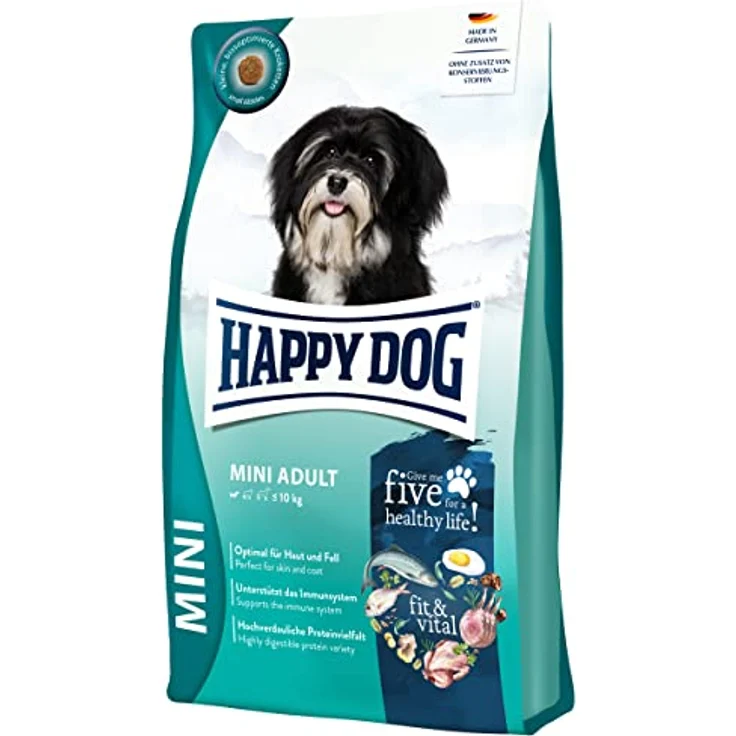 Happy Dog fit & vital Mini Adult, Trockenfutter für Hunde mit kleinen Kroketten, unterstützt das Immunsystem, 300g – Bild 2