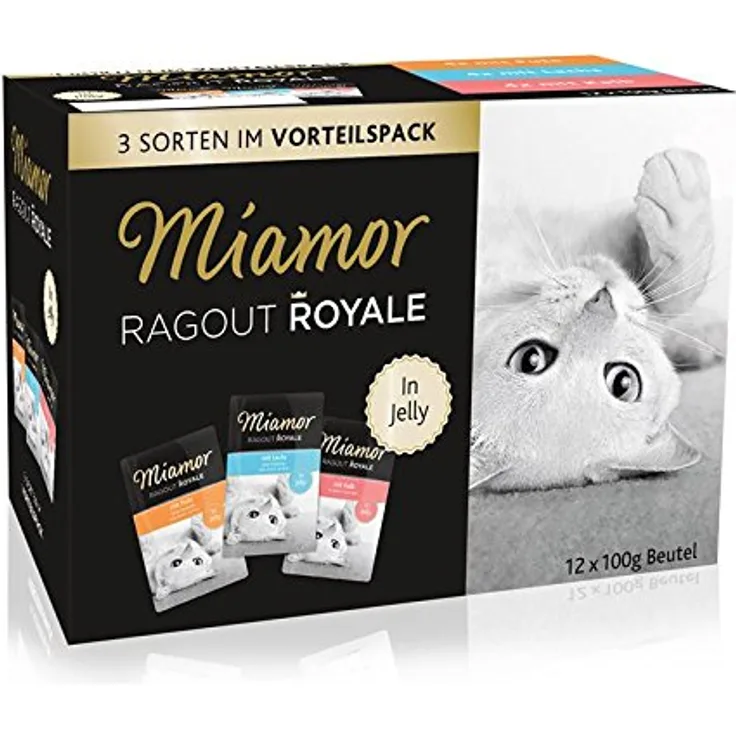 Miamor MP Ragout Royale in Jelly, Katzen-Nassfutter mit Lachs, Pute und Kalb, 12x100g