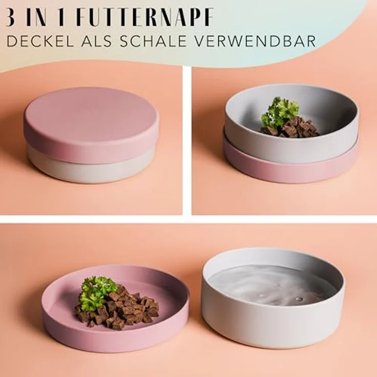 ne&no® Silikon Hundenapf 1200 ml mit Deckel, rutschfest und luftdicht für kleine und mittelgroße Hunde, im Kühlschrank verwendbar – Bild 2
