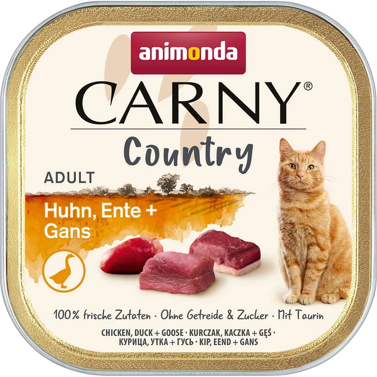 animonda Carny Adult Country Huhn, Ente + Gans, 32x100g, ausgewogenes Katzen-Nassfutter für außergewöhnliches Geschmackserlebnis