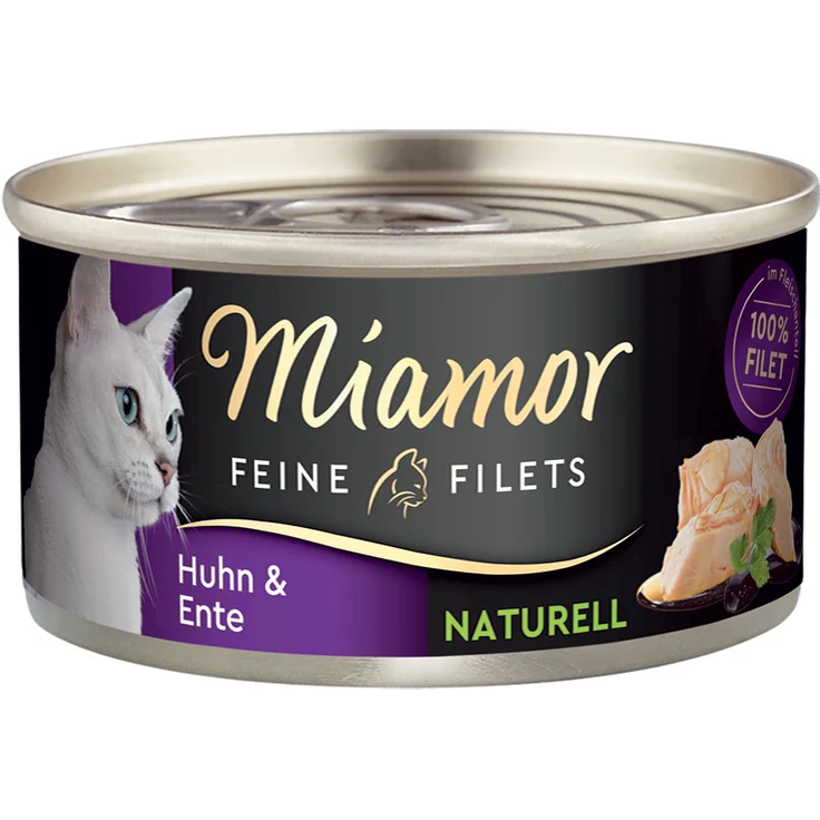 Miamor Feine Filets Naturelle, Katzen-Nassfutter im Sparpaket mit 24 x 80 g - Huhn & Ente, hochbekömmlich ohne tierische Nebenerzeugnisse