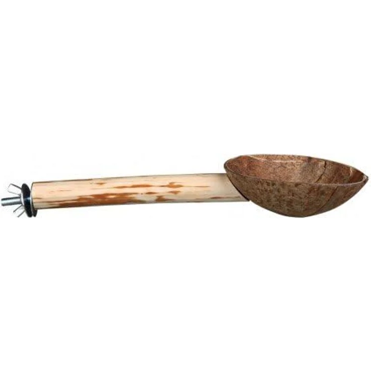 Trixie Naturholz-Sitzstange mit Kokosnuss-Futterschale, 25 cm, für Wellensittiche und Nymphensittiche, einfach zu befestigen – Bild 2