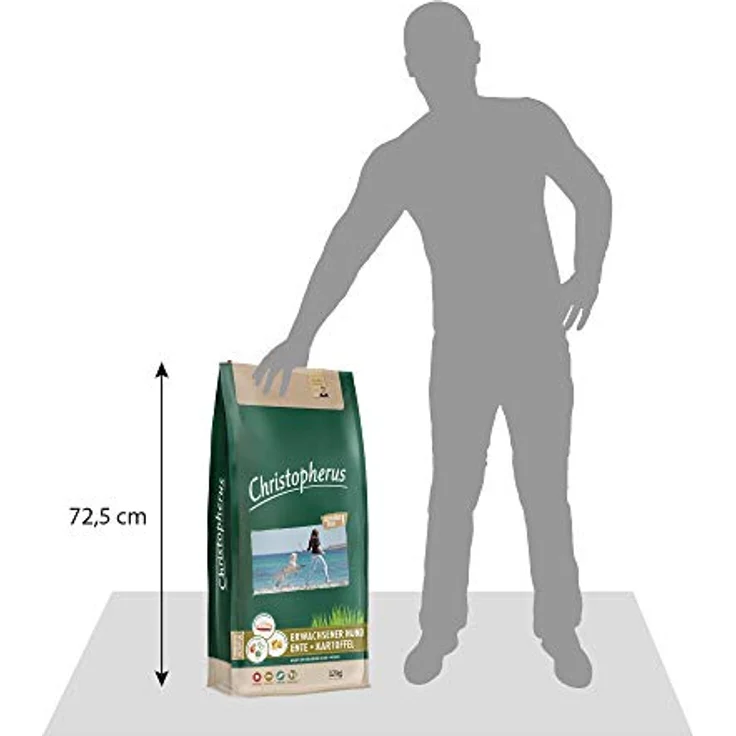 Christopherus Grainfree, Trockenfutter für ausgewachsene Hunde mit normaler Aktivität, Ente + Kartoffel, 12 kg, glutenfrei, Krokettengröße ca. 1 cm – Bild 4