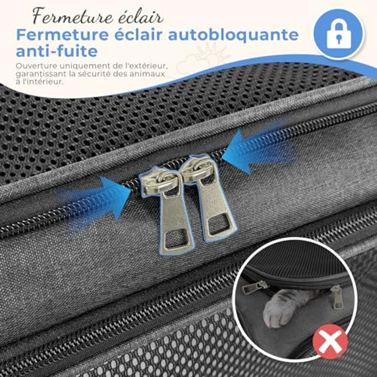 TOFFCAEA Transporttasche für Katzen und Hunde, faltbare Hundetransportbox, tragbar, bis 5 kg, dunkelgrau, L 50 x B 34 x H 34 cm – Bild 4
