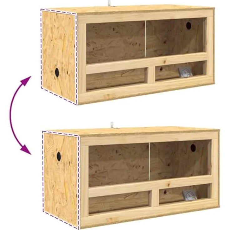 vidaXL Terrarium Braun 80 x 40 x 40 cm, OSB mit klarem Glas, rustikal und langlebig, ideal für Reptilien und Nagetiere – Bild 4