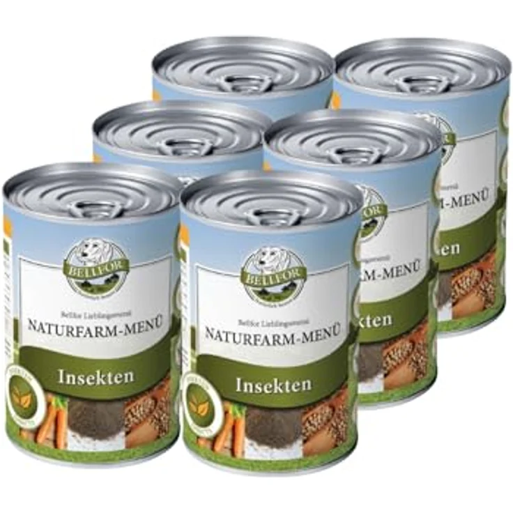 Bellfor Naturfarm-Menü, Hundenassfutter mit Insektenprotein, getreidefrei, 6 x 800 g, für ernährungssensible Hunde, reich an Vitaminen & Mineralstoffen – Bild 1