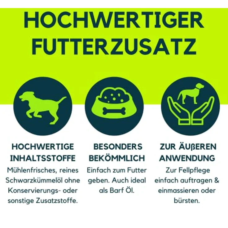 KRÄUTERLAND Schwarzkümmelöl Spray für Hunde, 250ml kaltgepresst nativ, praktische Sprühflasche zur Futterergänzung und Fellpflege – Bild 4