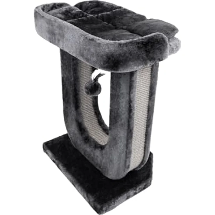 CanadianCat Company Kratzstamm Unique, anthrazit, U-Form mit hochwertigem Kratzteppich und bequemer Liegefläche, ca. 50 x 40 x 73 cm – Bild 4