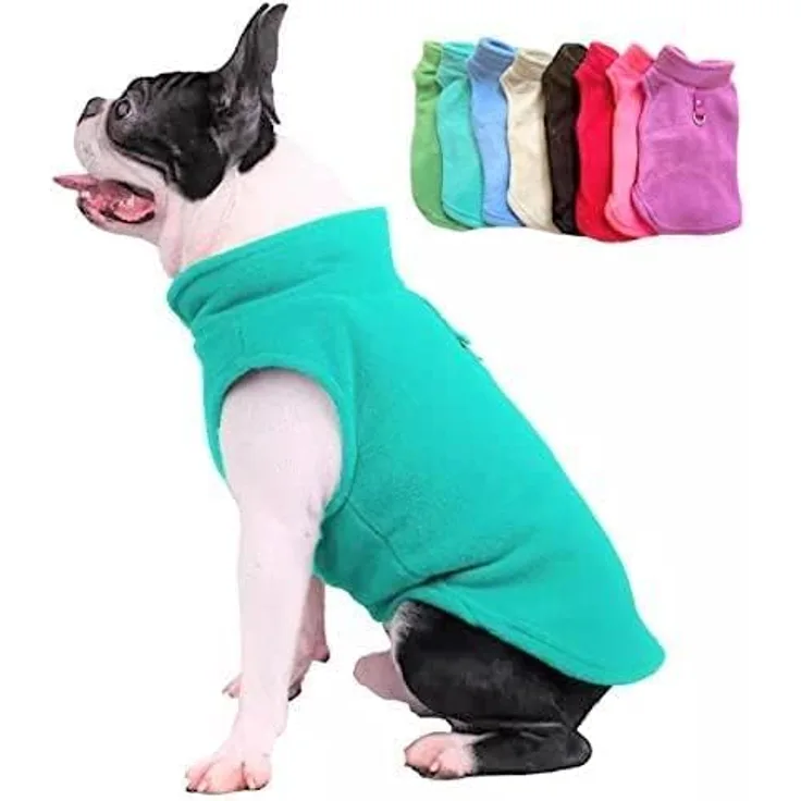 Jacko & Co Fleece-Weste mit Leinenring – weich, leicht, atmungsaktiv für kleine Hunde und Katzen, türkis, Größe XS (0,9-1,8 kg)