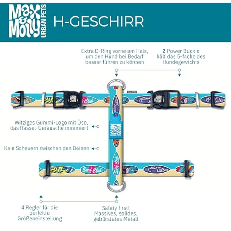 Max & Molly Hundegeschirr in H-Form, Ultrabequemes Neopren-Geschirr für mittelgroße Hunde, Cherry Bloom/M, Gepolstert, Sicher & Ultraleicht – Bild 4